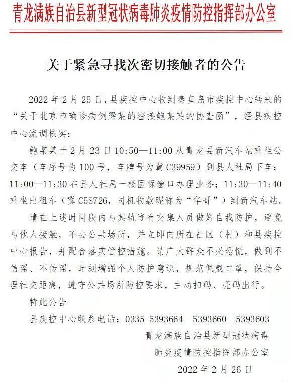【青龙满族自治县最新通告:所有人员管控区_青龙满族自治县新型冠状病毒】